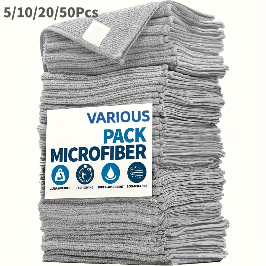 25x25cm 5 PCS Microfiber Car Towel Set – Ultra Absorbent Quick Dry Cleaning Cloths for Cars, Windows & Household – Soft, Lint-Free, Scratch-Free Towels