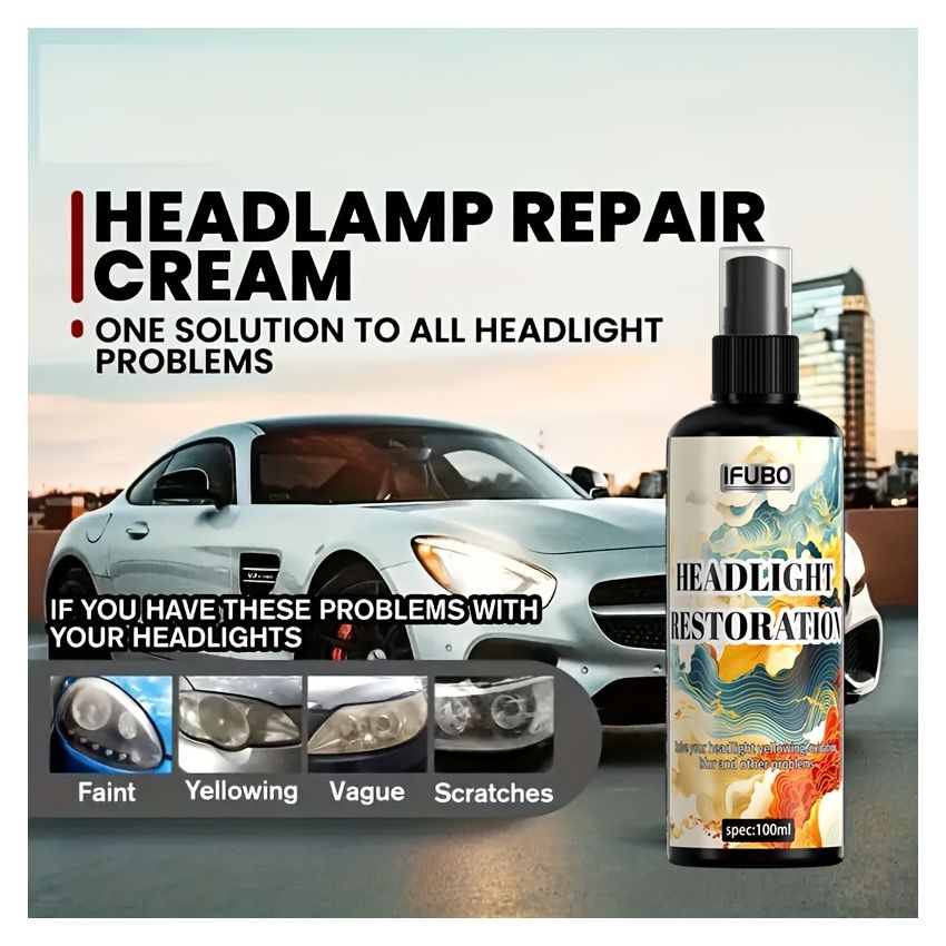 100ml Headlight Restoration Kit with Sponge – Car Headlight Oxidation Remover & Polishing Solution, Universal Lens Repair for Clear, Bright Headlamps – Quick Non-Grinding DIY Kit