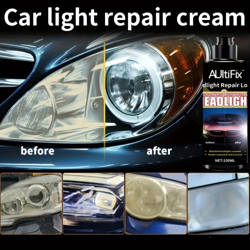 Car Headlight Repair Cream 100ml – Anti-Oxidation, Scratch Remover & Plastic Polish – Universal Fit PVC Light Restorer for Clear, Bright & Long-Lasting Headlamp Care