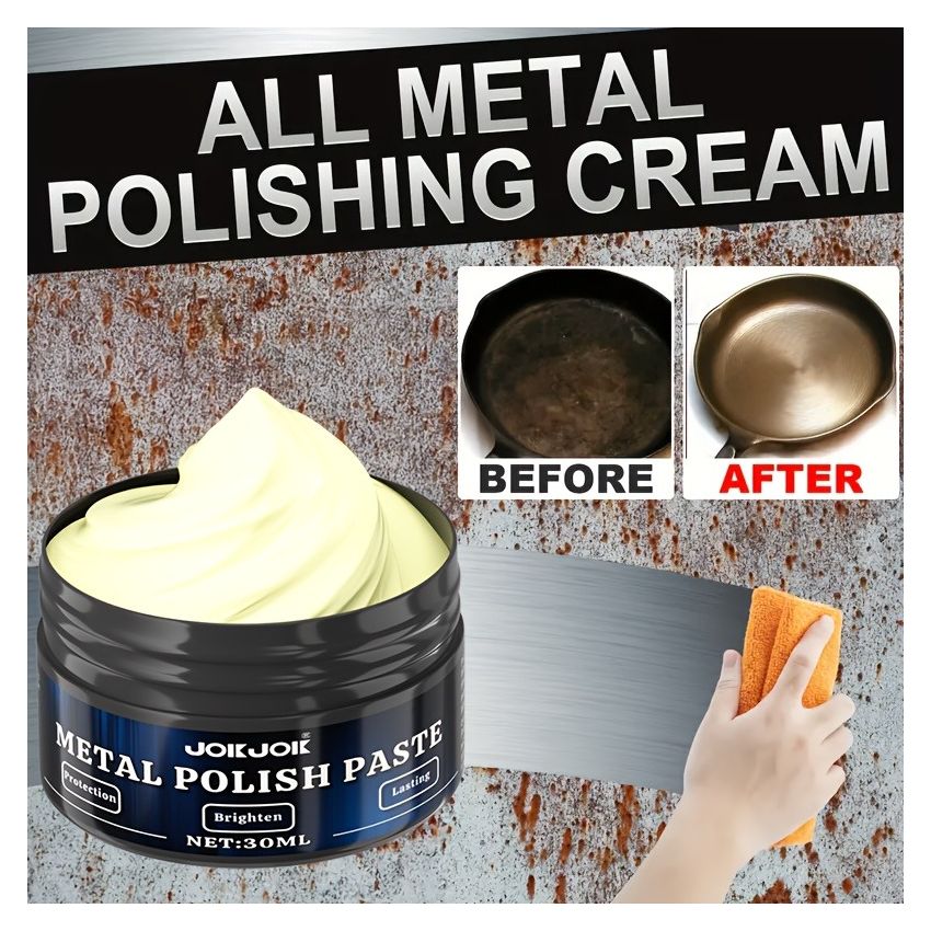 Multifunctional Metal Polishing Paste 30ML + SCRUB PDA – All-in-One Chrome & Metal Repair, Rust Removal & Polishing Compound for Cars, Motorcycles, RVs, Kitchen Utensils, Bathroom & Stainless Steel