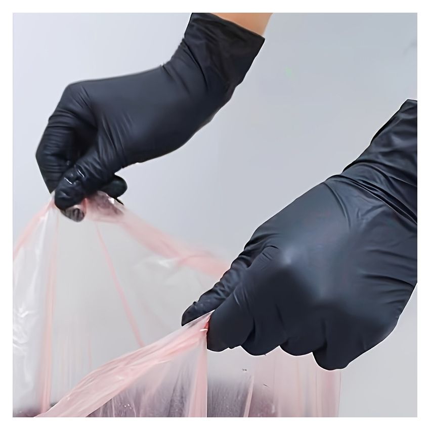 100 PCS Black Nitrile Gloves – Disposable, Latex-Free, Durable, Waterproof, Non-Slip, Food Safe – Ideal for Kitchen, Dishwashing, Cleaning, Indoor & Outdoor Use – Comfortable Fit