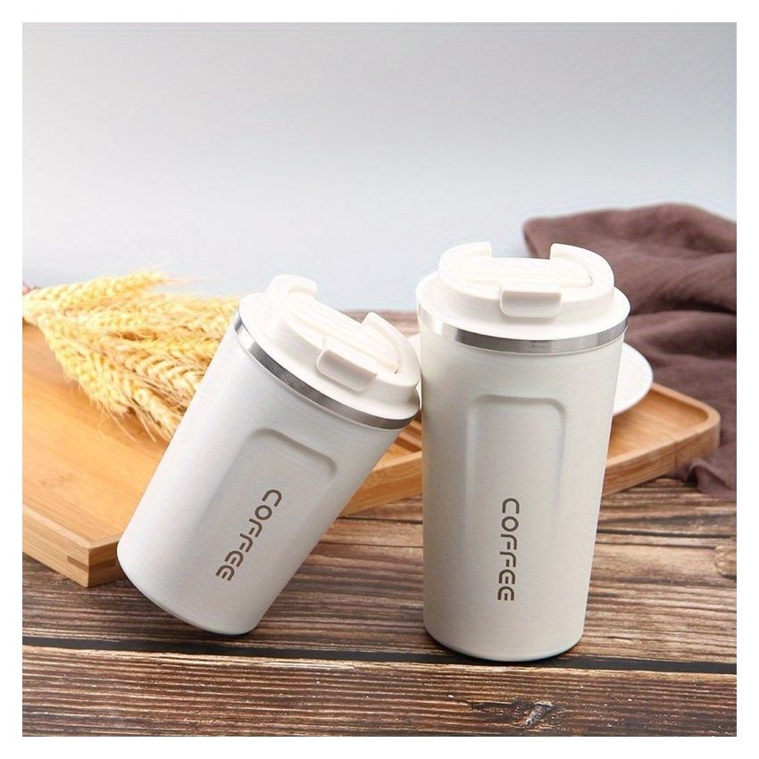 Stainless Steel Insulated Coffee Travel Mug 380ml– 304 Vacuum Double-Layer Cup, Leak-Proof Lockable Lid, Keeps Drinks Hot & Cold, Matte Finish, Portable for Car, Office & Outdoor Use