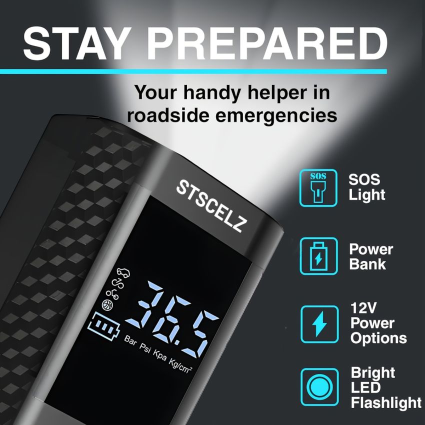 Portable Air Compressor Tire Inflator 150 PSI – Cordless Smart Car Tire Pump with Pressure Gauge, LED Light, Auto Shutoff – Fast 3X Inflation for Cars, Motorcycles, Bicycles & Balls