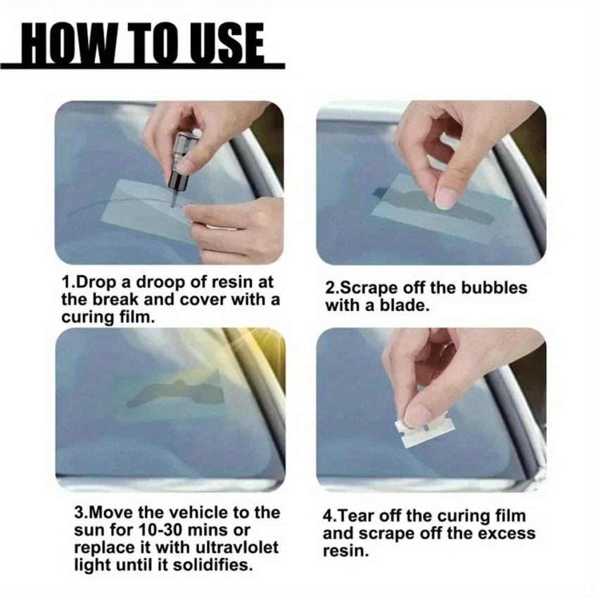 3 PCS Windshield Crack Repair Kit – Car Glass Restoration Fluid for Chips & Cracks, Nano Liquid, Easy Application, ABS Material, Safe & Chemical-Free Glass Repair