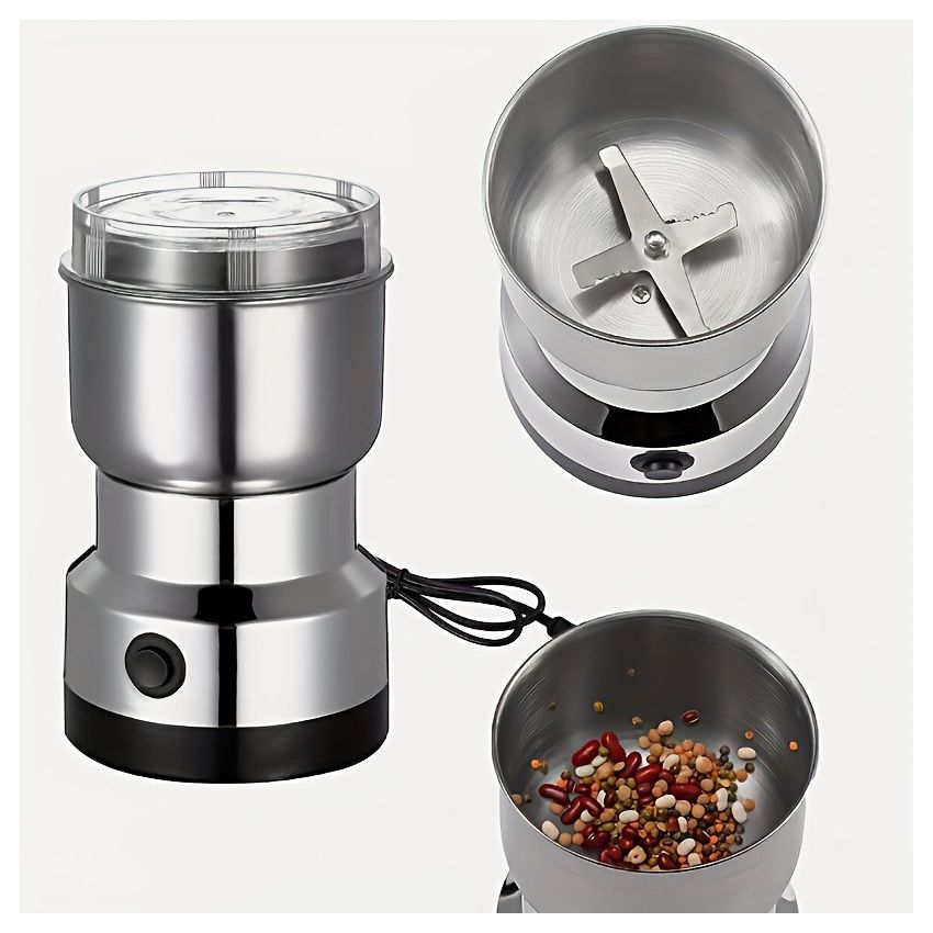 High-Power Electric Coffee & Grain Grinder – 25,000 RPM Fast Grinding, Stainless Steel Blades, Compact Multi-Purpose Kitchen Tool for Coffee, Spices & Nuts – Durable & Sleek Design