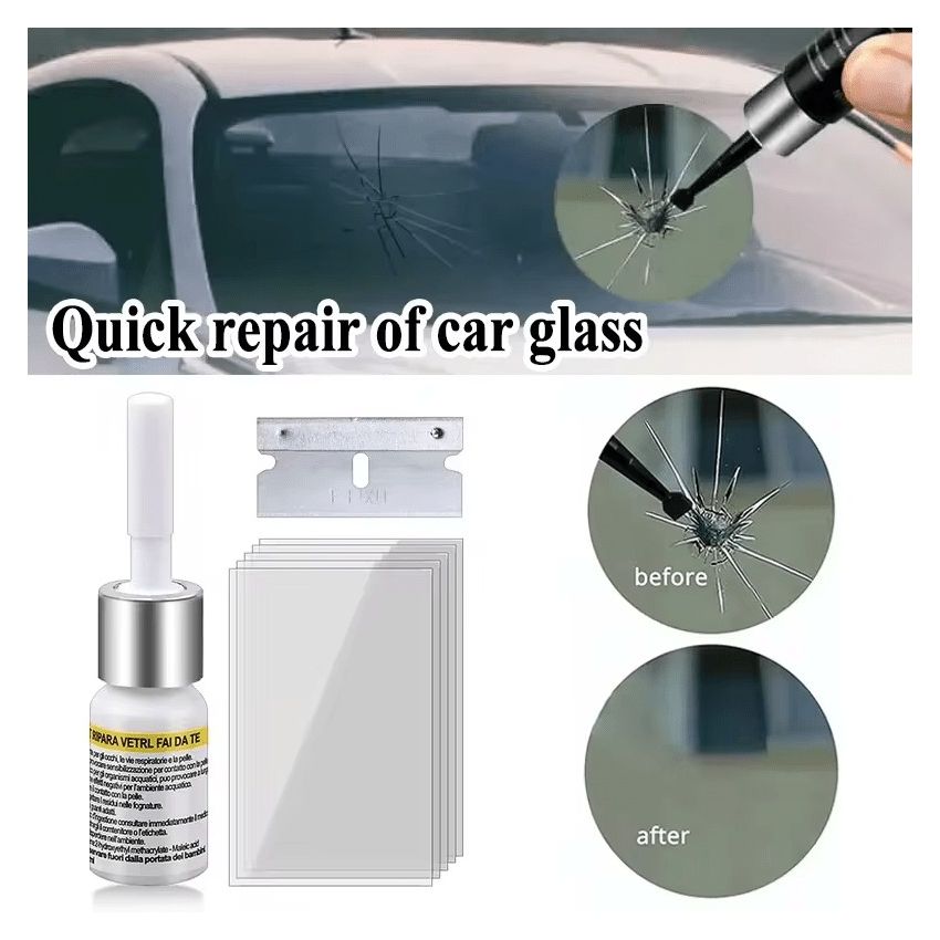3 PCS Windshield Crack Repair Kit – Car Glass Restoration Fluid for Chips & Cracks, Nano Liquid, Easy Application, ABS Material, Safe & Chemical-Free Glass Repair