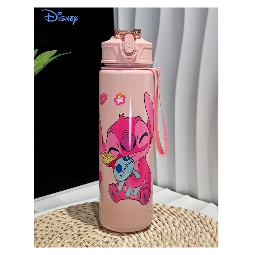 Disney KLM Cartoon Transparent Sports Water Bottle 800ML – Leakproof Pop-Up Lid, Lightweight Rectangle Bottle for Gym, Fitness, Running & Outdoor Hydration – Fun & Durable Gift