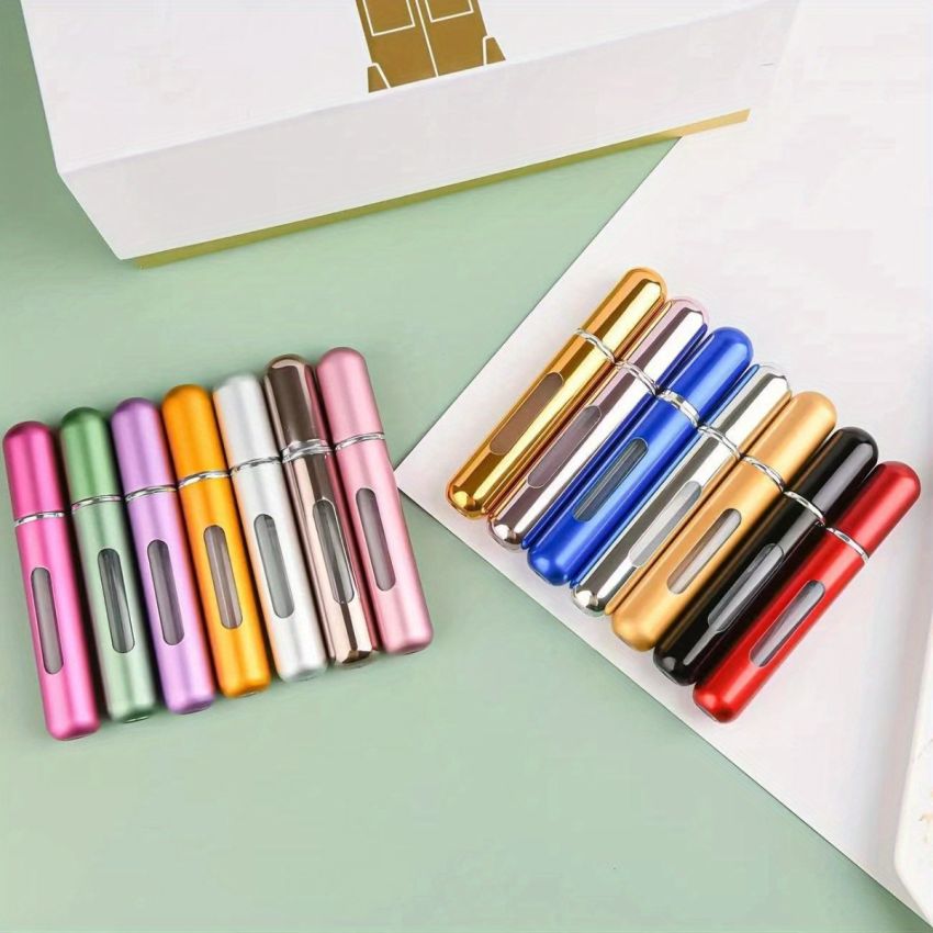 Mini 5ml Portable Refillable Perfume Atomizer – Aluminum Travel Spray Bottle, Leak-Proof Mist Pump, Empty Cosmetic Container for Fragrance, Multi-Color Options