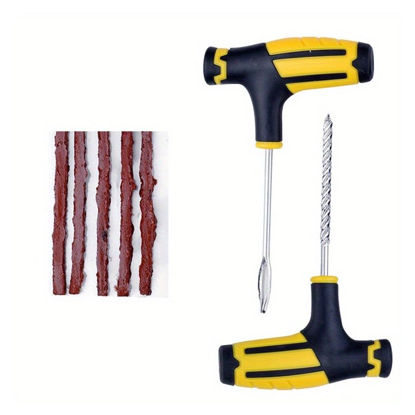 Complete Tire Repair Kit for Cars & Motorcycles – Instant Puncture Fix, Metal Plug Tools, Rubber Patches & Sealant – Emergency Tire Repair Kit for Cars, Trucks, SUVs