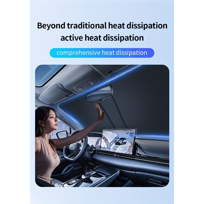 Car Sunshade Front Window Curtain – Windshield Heat Shield Sunblock Panel 139.7cm x 76.96cm, UV Protection, Interior Cooling Sun Shade for Cars, Trucks & SUVs | Easy Install