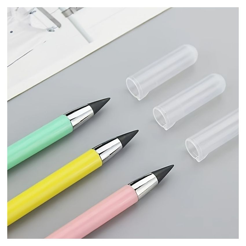 No-Sharpen Pencil with Eraser – Black Technology Creative Macaron Color Writing Pencil | Durable, Kawaii Stationery, School Supplies, Back to School, Office & Everyday Use