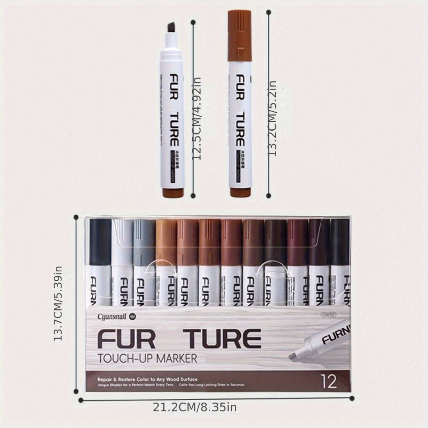 12pcs Furniture Repair Kit – Wood Markers & Filler Sticks for Scratches, Stains & Cracks – Restore Wooden Furniture, Cabinets, Tables & Floors