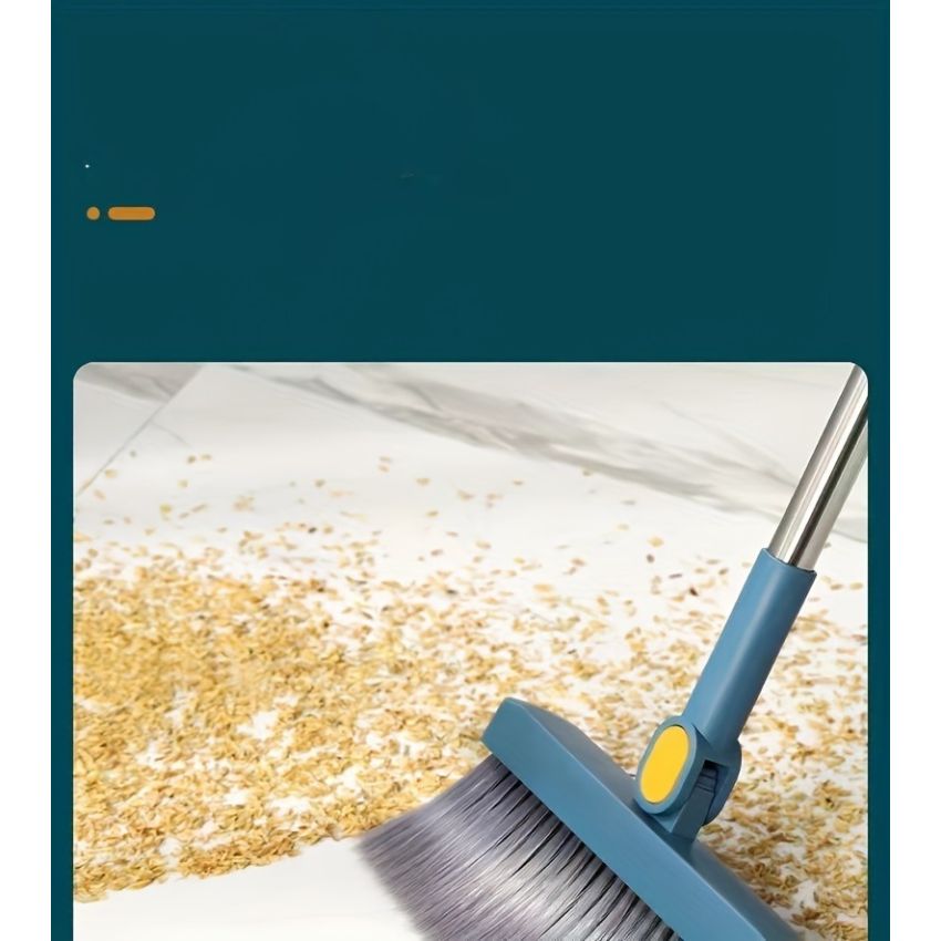 Household Broom and Dustpan Set with Long Handle – Rotatable Broom with Comb Teeth for Easy Floor Sweeping – Cleaning Supplies for Home, Kitchen, Room, Office