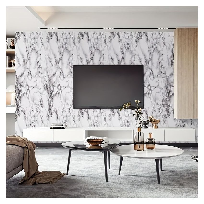 Modern Aesthetic Self-Adhesive Marble Wallpaper – 3 Colors, Decorative Peel & Stick Wall Covering for Kitchen, Bathroom, Tabletop, Room Renovation – 39.98 cm Width, 100/500/1000 cm Length