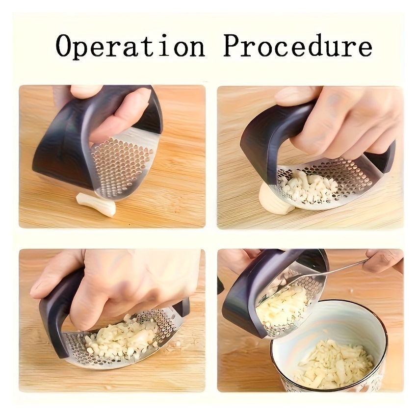 Stainless Steel Garlic Press – Manual Garlic Crusher & Mincer, Heavy-Duty Metal Construction, No Electricity, Easy to Use & Clean, Essential Kitchen Tool for Home, Dorm & Everyday Cooking