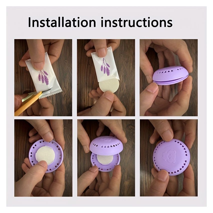 10PCS Aromatherapy Air Freshener Refills with Extra Shells – Long-Lasting Solid Deodorizer Tablets in Cherry Blossom, Rose & Lavender for Home, Car, Bathroom, Closet & Wardrobe Odor Elimination