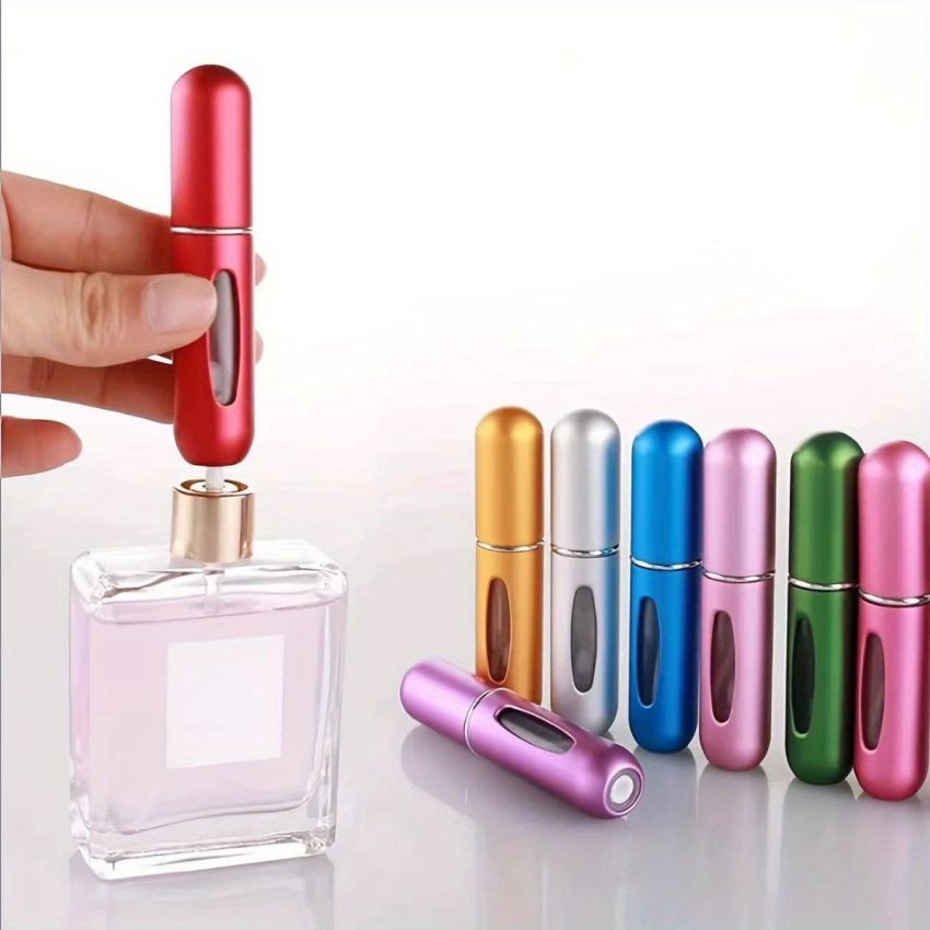 Mini 5ml Portable Refillable Perfume Atomizer – Aluminum Travel Spray Bottle, Leak-Proof Mist Pump, Empty Cosmetic Container for Fragrance, Multi-Color Options