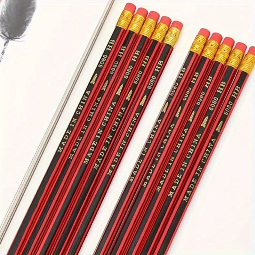 10pcs Premium HB Wood Pencils with Erasers – 0.7mm Lead, Smooth Writing & Sketching, Durable Office & School Pencil for Drawing, Artwork, Notes & Design – Comfortable Grip, Gift Set