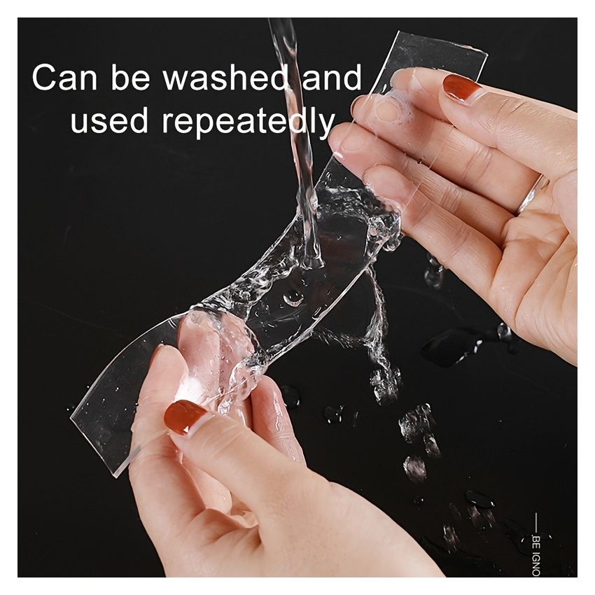 Double Sided Adhesive Tape – Washable & Reusable Transparent Nano Gel Tape | Strong Multipurpose Mounting Tape for Kitchen, Bathroom, Home, and Office