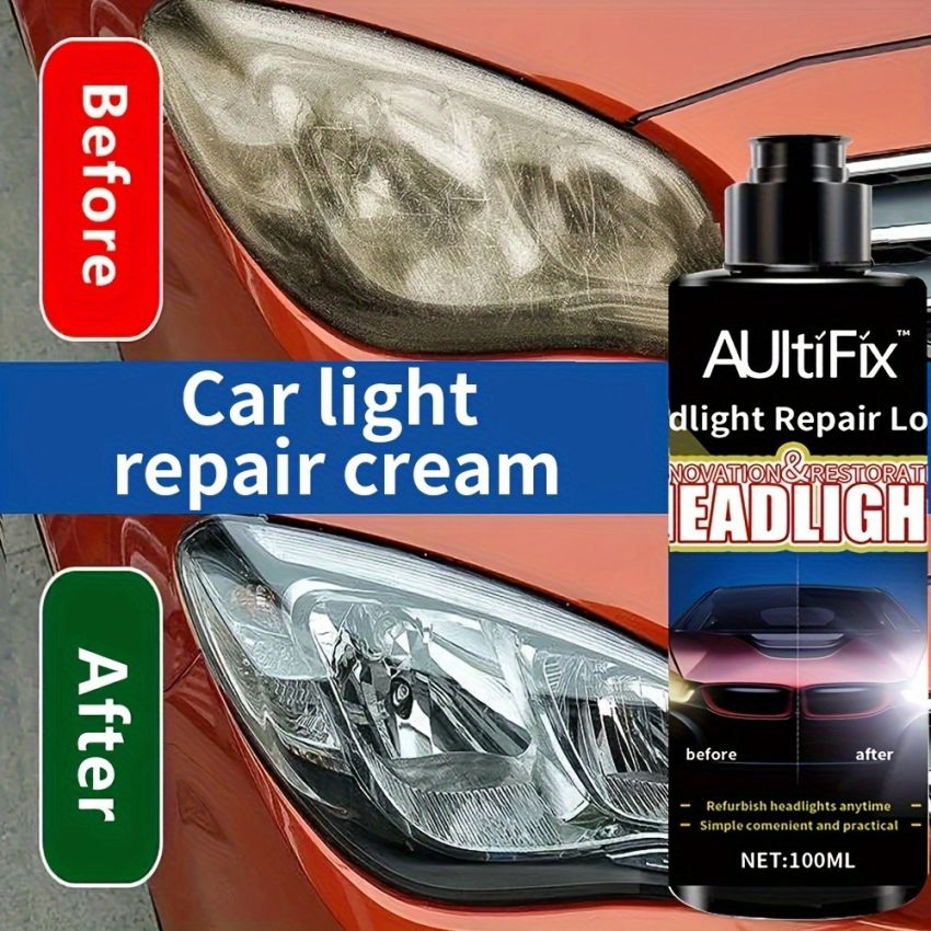 Car Headlight Repair Cream 100ml – Anti-Oxidation, Scratch Remover & Plastic Polish – Universal Fit PVC Light Restorer for Clear, Bright & Long-Lasting Headlamp Care