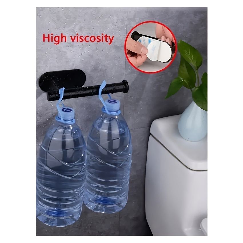 Self-Adhesive Toilet Paper Holder – Black Stainless Steel, Wall-Mounted Without Drilling, Rustproof Bathroom Tissue Holder for Toilet, Kitchen & Shower Towel Storage