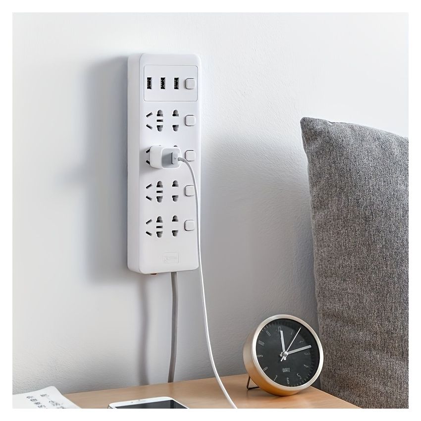 Ultra-Strong Self-Adhesive Wall Mount Socket Organizer – 5 PCS Power Strip & Cable Holder, No-Drill, Traceless, Space-Saving Storage for Home, Office, Kitchen, Bathroom