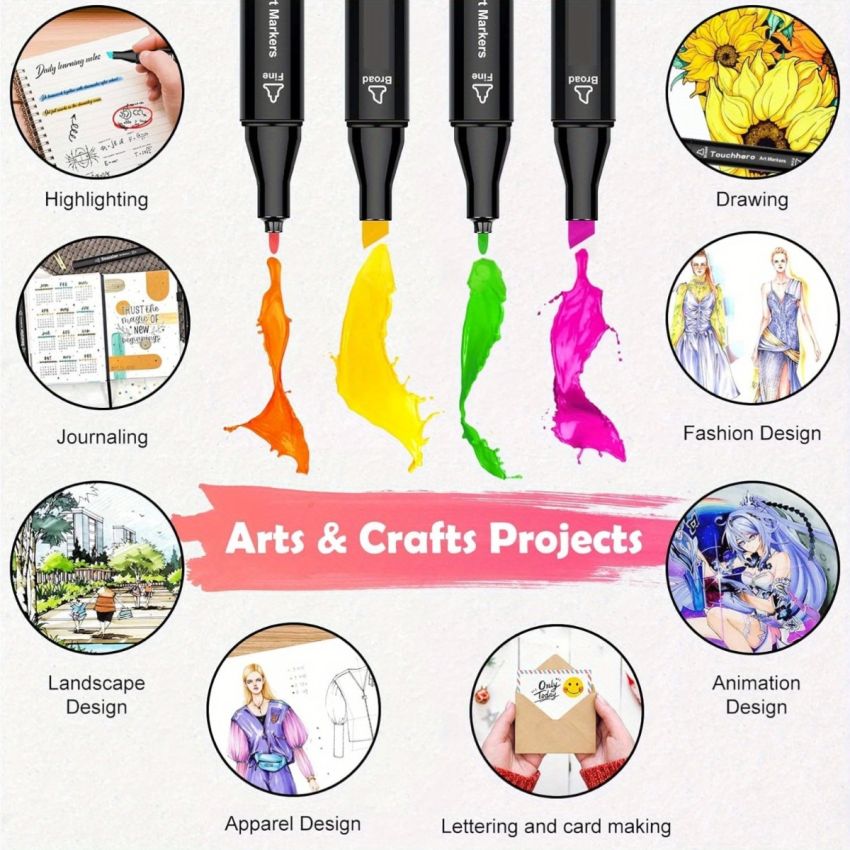 24 pcs Dual-Tipped Brush Markers Set – Permanent Drawing Pens & Highlighters for Sketching, Comics, Calligraphy & Art Supplies – Ideal Holiday Gift