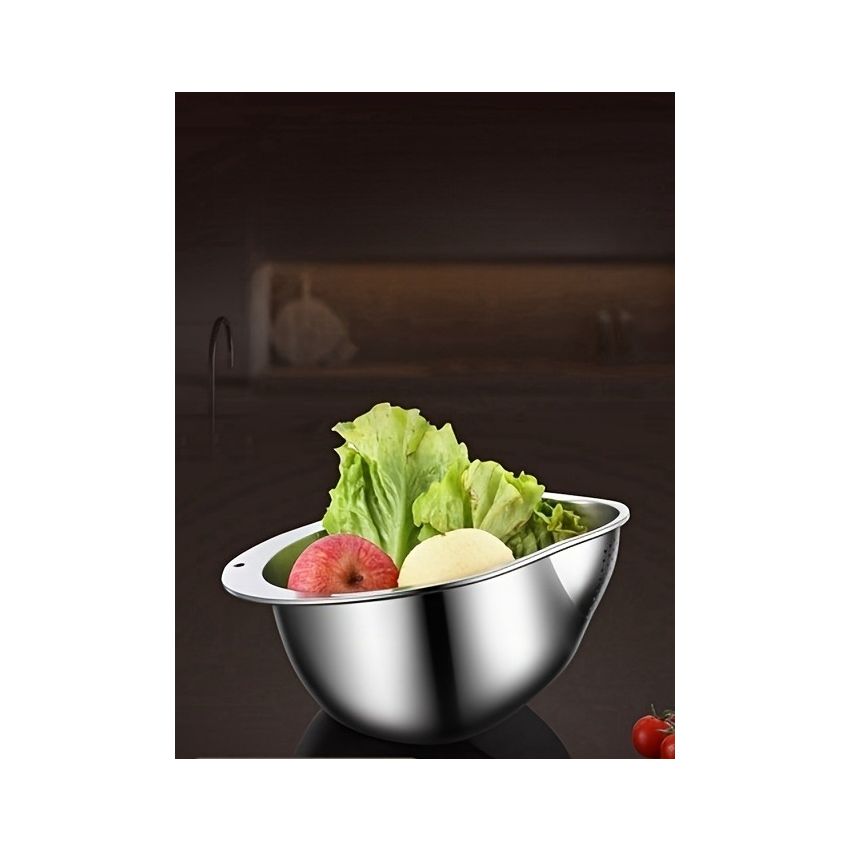 Stainless Steel Kitchen Colander with Handle 10x5.5 Inches– Multi-Use Mesh Strainer for Rice Washing, Fruit Draining & Vegetable Cleaning – Durable, Food-Grade Sieve