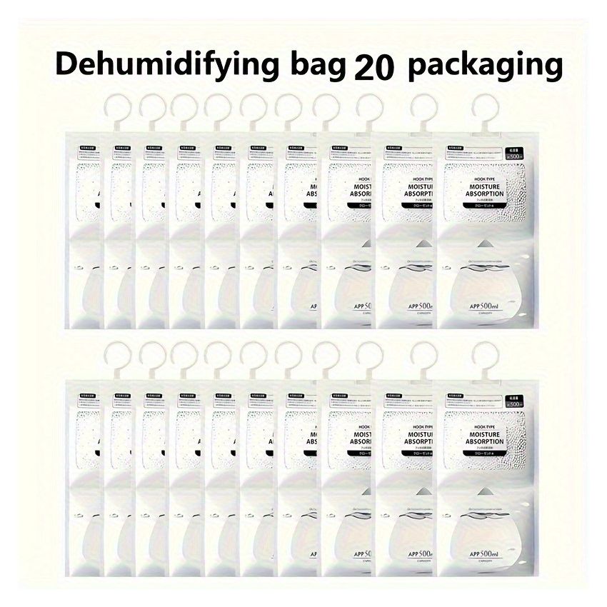 Hanging Moisture Absorbing Bags – 56.43oz Dehumidifier for Closet, Bedroom & Bathroom | No-Electric Humidity Absorber for Clothes & Wardrobe – Pack of 5 Large Desiccant Bags
