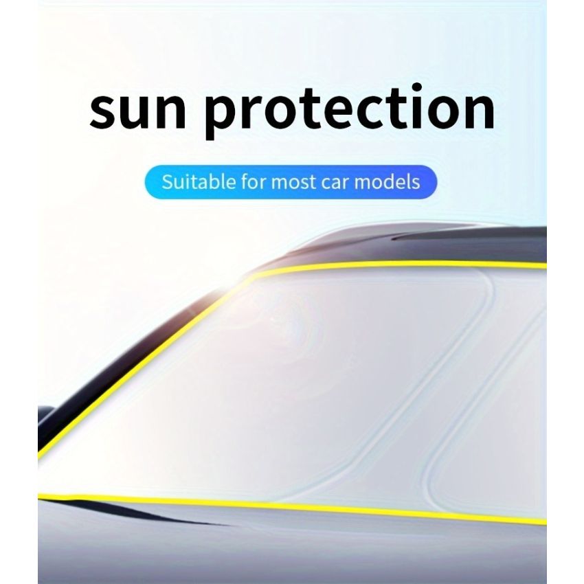 Car Sunshade Front Window Curtain – Windshield Heat Shield Sunblock Panel 139.7cm x 76.96cm, UV Protection, Interior Cooling Sun Shade for Cars, Trucks & SUVs | Easy Install