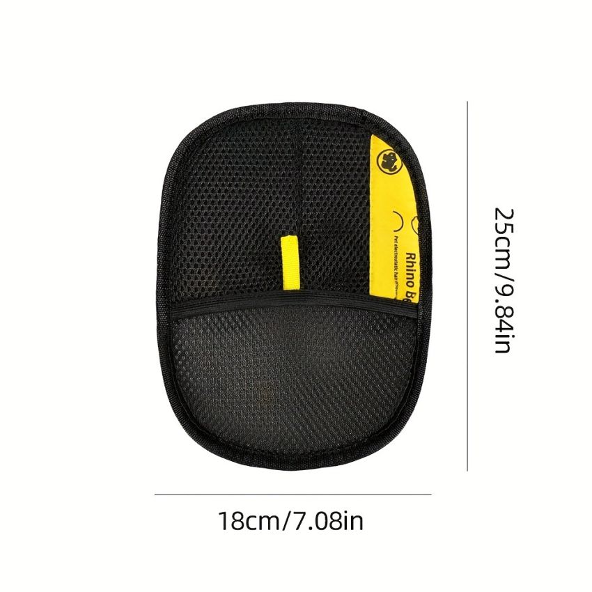 Large Pet Static Hair Removal Gloves – Black Polypropylene Cat & Dog Grooming Gloves with Yellow Accents, 24.99cm x 17.98cm – Effective Hair & Dander Removal, Durable Pet Care Accessory