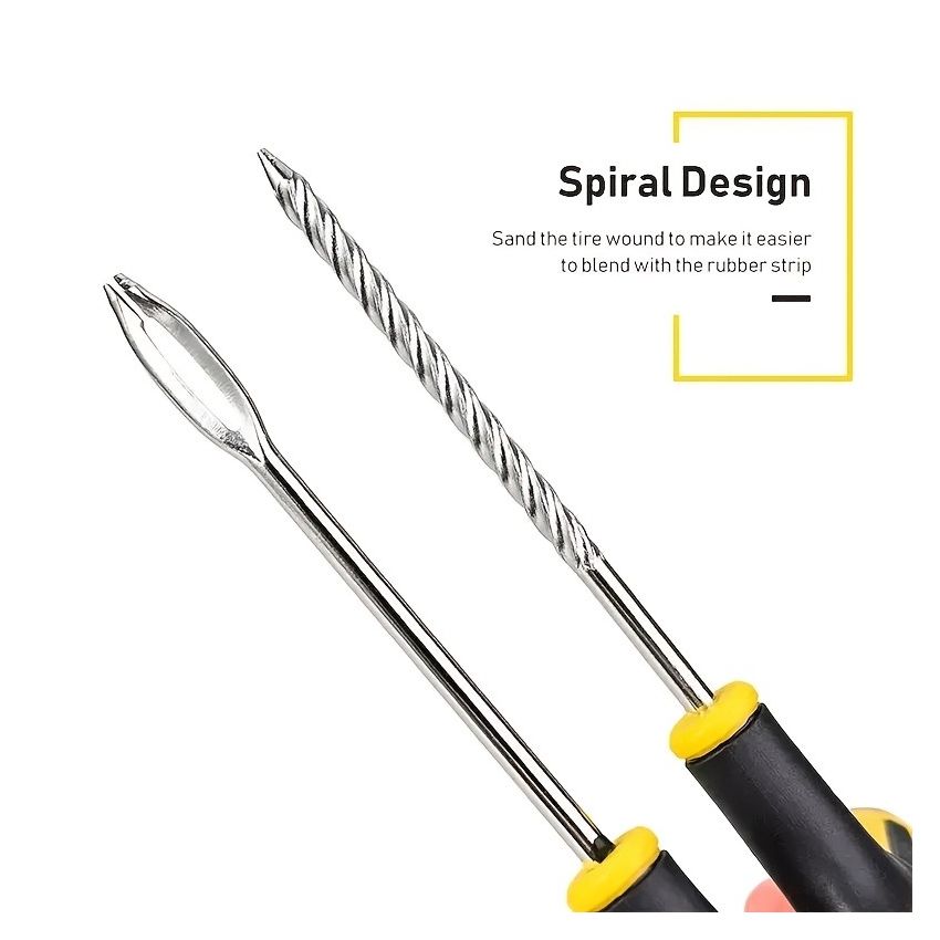 Complete Tire Repair Kit for Cars & Motorcycles – Instant Puncture Fix, Metal Plug Tools, Rubber Patches & Sealant – Emergency Tire Repair Kit for Cars, Trucks, SUVs