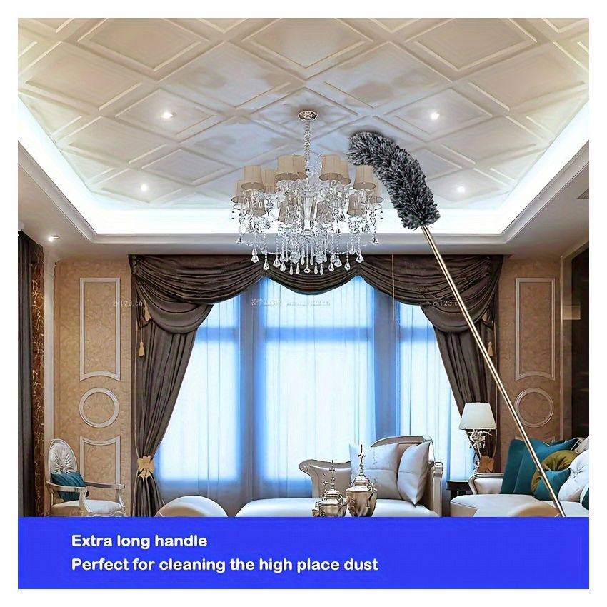 Retractable Dusting Brush with Bendable Head – Heavy-Duty Extendable Pole, Adjustable Bristles for Ceiling Fans, High Ceilings, Furniture, Cars & Tight Corners – Manual Cleaning Tool