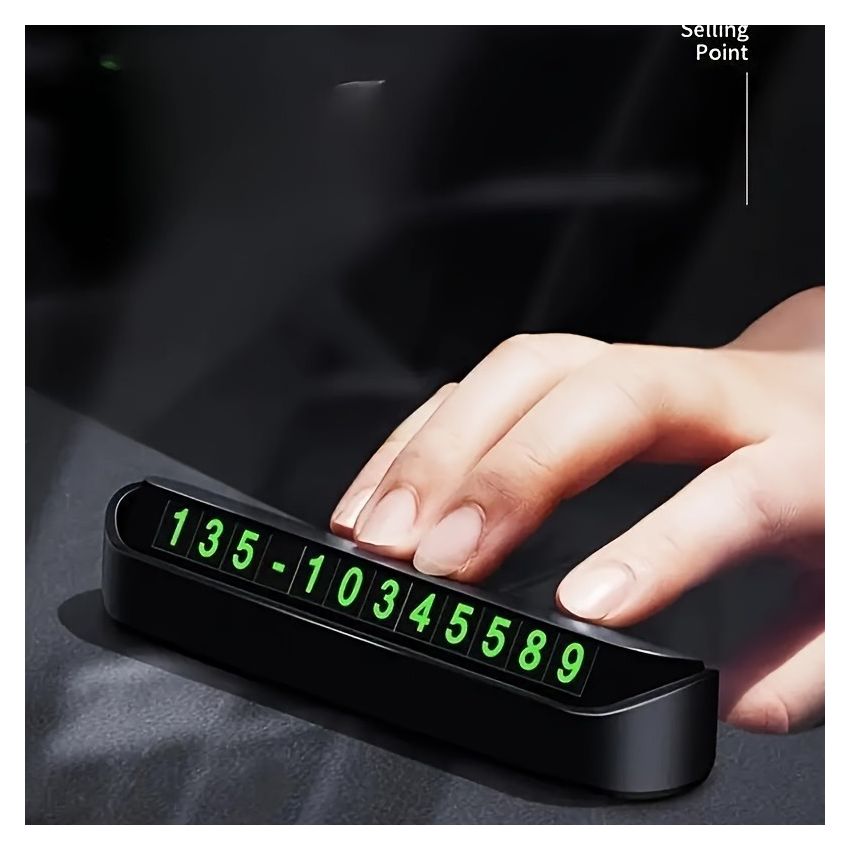 Car Dashboard Parking Number Display Plate – Durable ABS Temporary Phone Number Frame with Magnetic Digits, Heat & Sun Resistant, Easy-to-Move Design for Car Owners