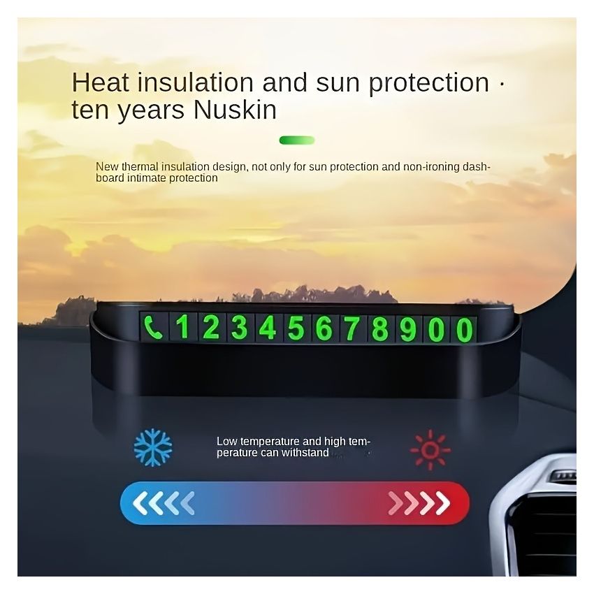 Car Dashboard Parking Number Display Plate – Durable ABS Temporary Phone Number Frame with Magnetic Digits, Heat & Sun Resistant, Easy-to-Move Design for Car Owners
