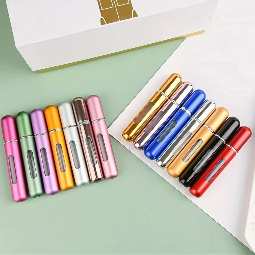 Mini 5ml Portable Refillable Perfume Atomizer – Aluminum Travel Spray Bottle, Leak-Proof Mist Pump, Empty Cosmetic Container for Fragrance, Multi-Color Options