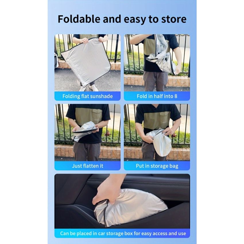 Car Sunshade Front Window Curtain – Windshield Heat Shield Sunblock Panel 139.7cm x 76.96cm, UV Protection, Interior Cooling Sun Shade for Cars, Trucks & SUVs | Easy Install