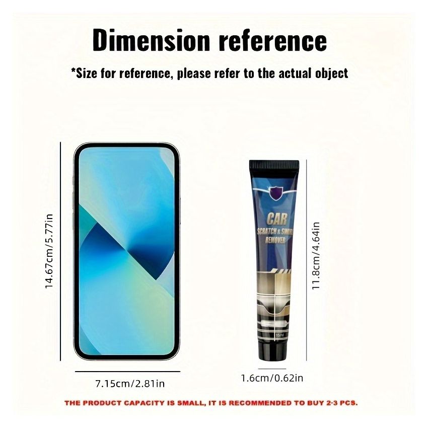 15ml Car Scratch Remover Kit – Swirl & Scuff Repair, Gloss Restorer for All Paint Surfaces, Easy Car Wax Polish for Cars, RVs & Motorcycles