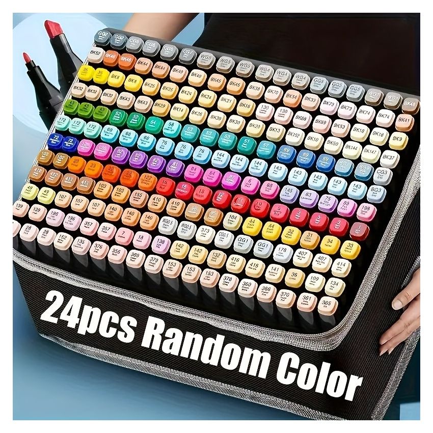 24 pcs Dual-Tipped Brush Markers Set – Permanent Drawing Pens & Highlighters for Sketching, Comics, Calligraphy & Art Supplies – Ideal Holiday Gift