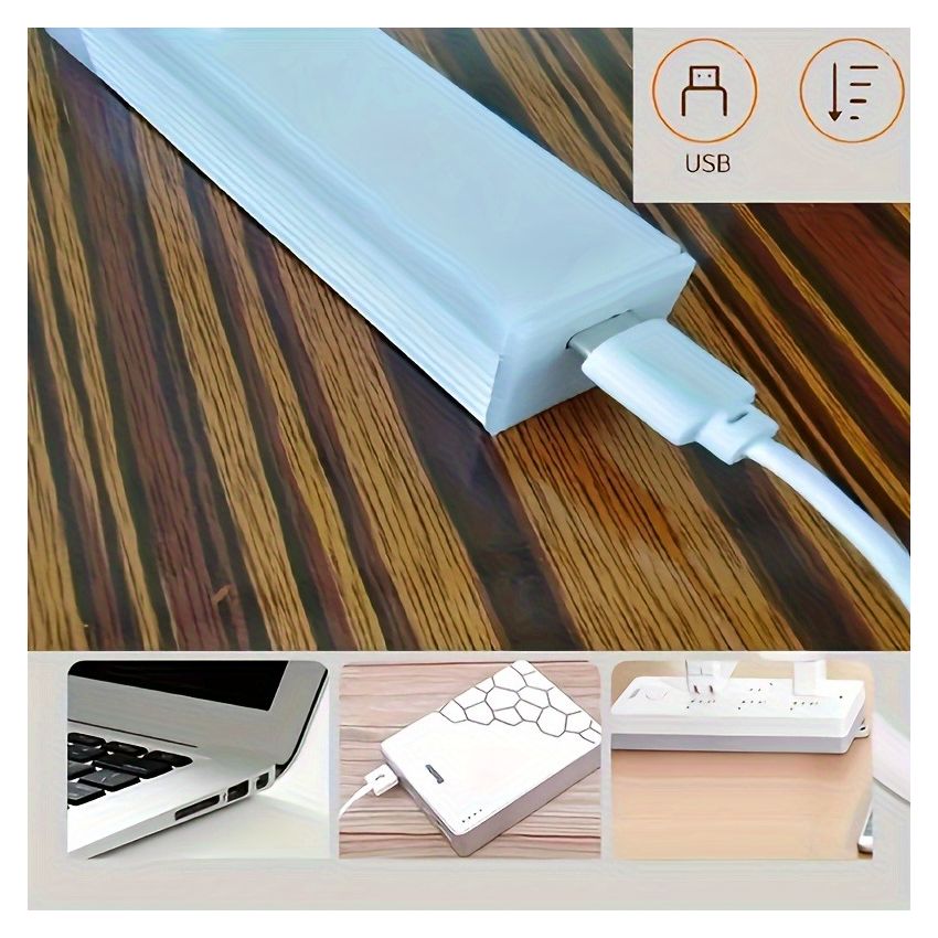 50cm Wireless LED Under Cabinet Light with Motion Sensor, Ultra-Thin Magnetic Strip, USB Rechargeable Indoor Lighting for Kitchen, Hallway, Wardrobe & Stairs