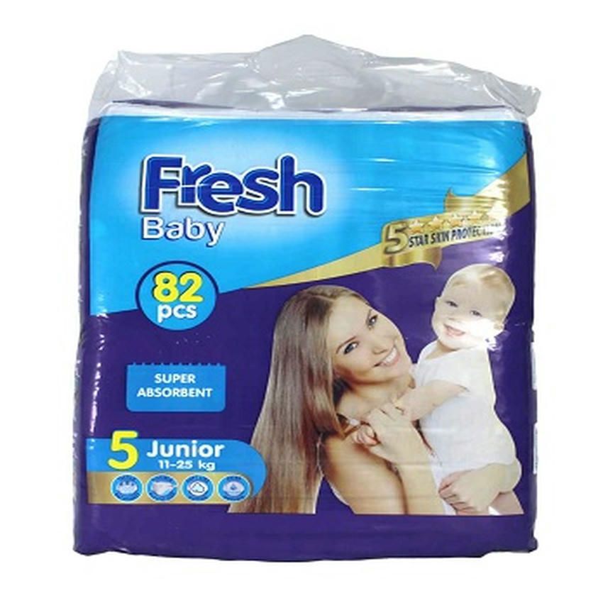 Fresh Baby Diaper Junior Size 5 (11–25kg) in a Pack of 92 Diapers – Super Absorbent Comfort Fit Leak Protection for Active Babies