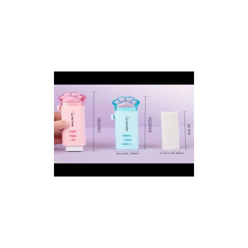 1pc Cute Cat Paw Retractable Eraser – Kawaii Cartoon Push-Pull Rubber Eraser for School, Office & Art Drawing – Fun Stationery Gift for Kids & Students