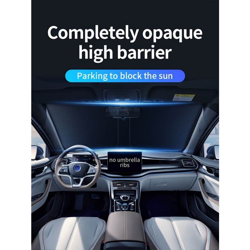 Car Sunshade Front Window Curtain – Windshield Heat Shield Sunblock Panel 139.7cm x 76.96cm, UV Protection, Interior Cooling Sun Shade for Cars, Trucks & SUVs | Easy Install