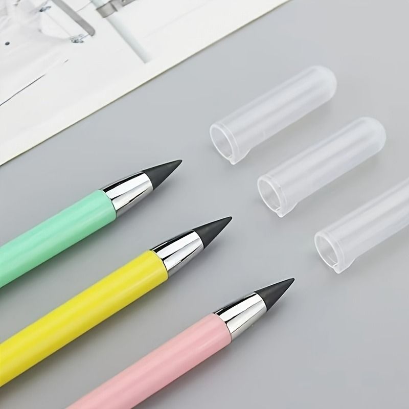 No-Sharpen Pencil with Eraser – Black Technology Creative Macaron Color Writing Pencil | Durable, Kawaii Stationery, School Supplies, Back to School, Office & Everyday Use