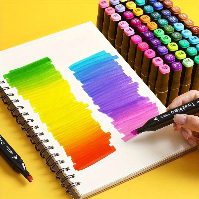 24 dual-tipped brush markers set with fine and brush tips for sketching and calligraphy