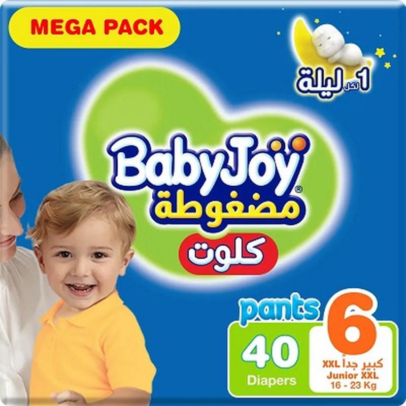 BabyJoy Culotte Pants, Size 6 (16-23kg), Junior XXL, 40 Pants – Extra Soft and Absorbent Diaper Pants for Active Toddlers