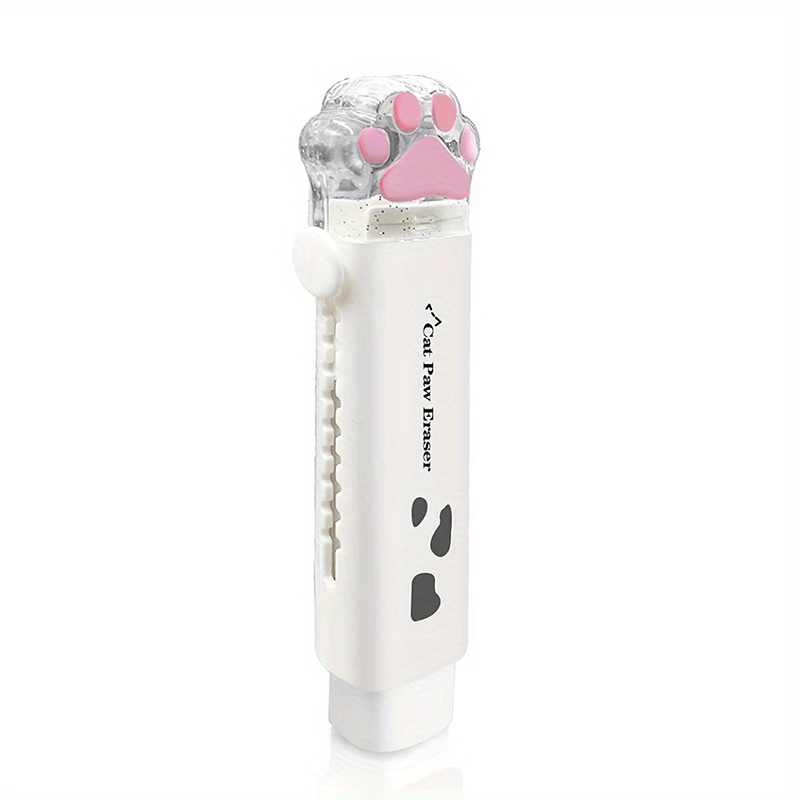 1pc Cute Cat Paw Retractable Eraser – Kawaii Cartoon Push-Pull Rubber Eraser for School, Office & Art Drawing – Fun Stationery Gift for Kids & Students